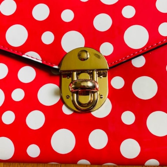 **HP 2Xs** NWOT beautiful pink/white polka dot purse/wristlet - Picture 5 of 14